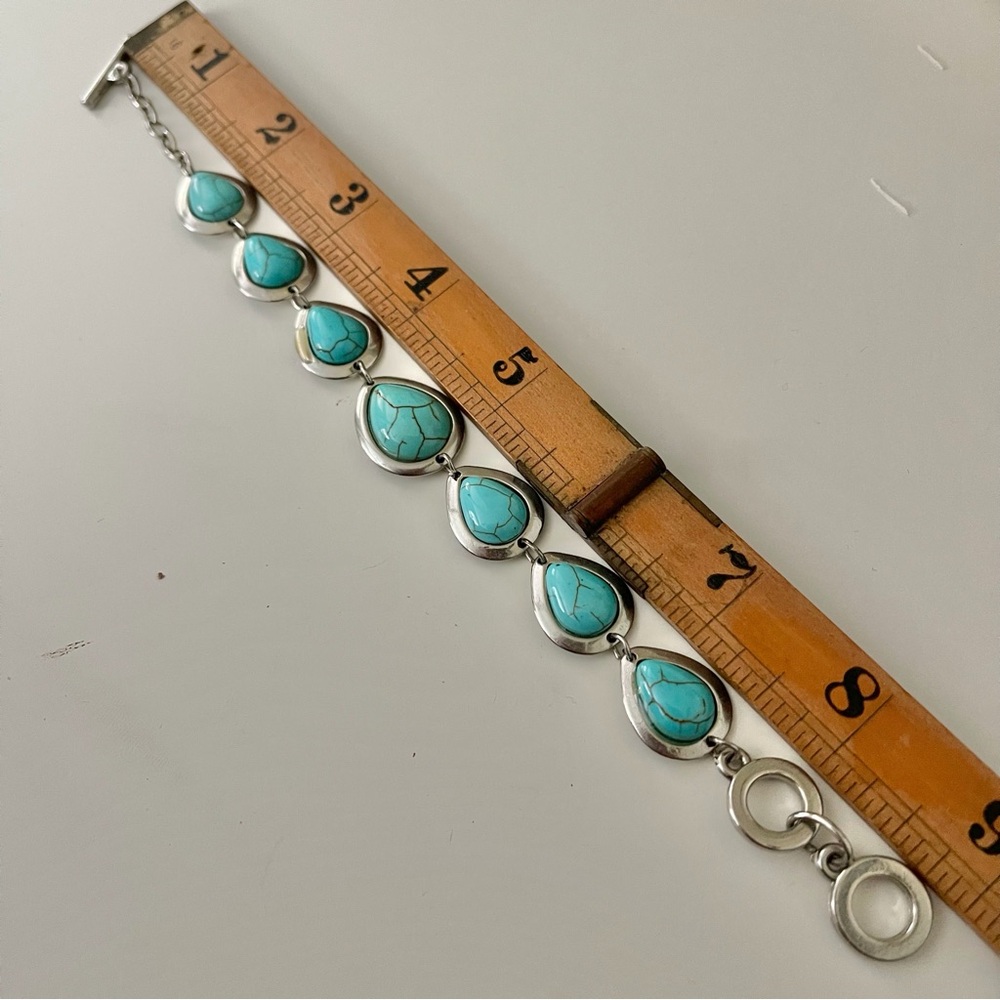 CHAPS Faux Turquoise Necklace 16” with Extender Unbranded Bracelet & Earrings - Picture 11 of 12